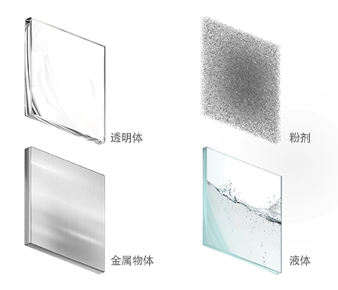 透明、粉末、金属和液体材料的图像