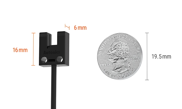 BS3 系列和 25 美分硬币的尺寸比较图