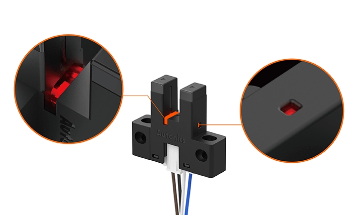 配备双向操作指示灯的传感器结构放大图