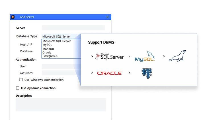 支持多个 DBMS 的列表和缩略图
