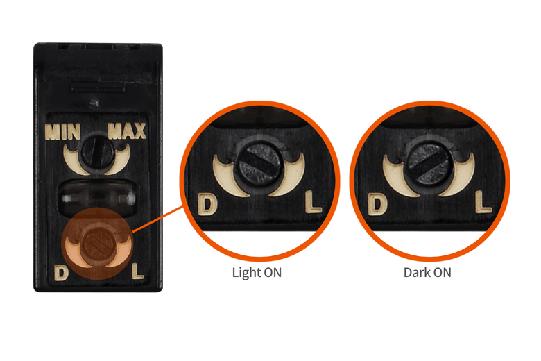 通过拨盘轻松切换光电传感器的亮通和暗通模式的设置