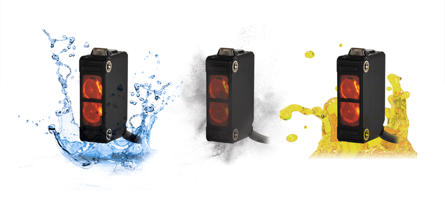 即使在高压水喷射和油雾喷射环境下也能保证稳定运行的高耐久性光电传感器图像