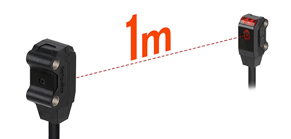 紧凑型光电传感器,即使体积小巧,也能稳定检测最远 1 米的物体