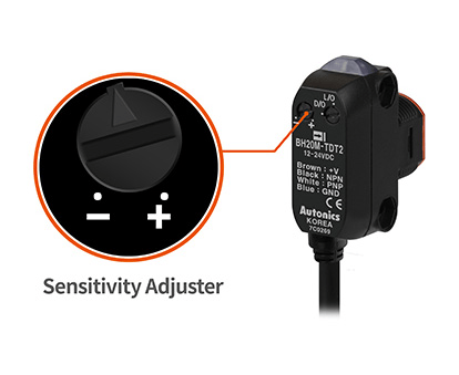 通过内置调节旋钮轻松调节灵敏度的操作单元图